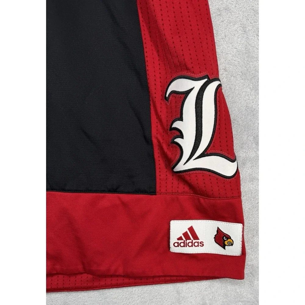 Adidas Louisville Cardinals Basketball Team Issued Game Shorts Red Black XL +2